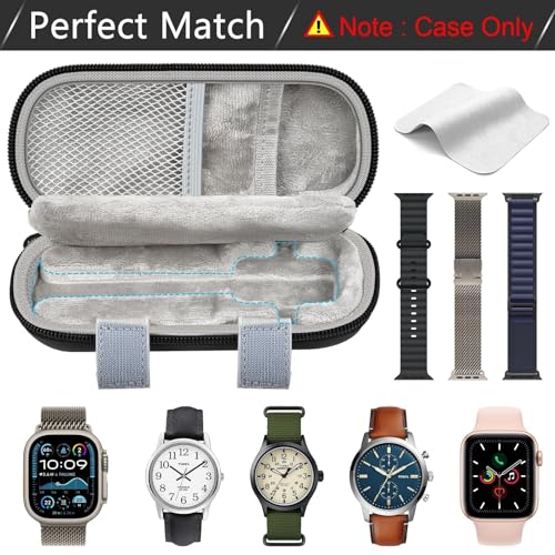 ANKHOH Single Watch Travel Case - Portable Hard Shell Watch Organizer for Men & Women, Fits Smart Watches & Large Dials, Soft Inner Lining with Detachable Hand Strap (Case Only) - Image 2
