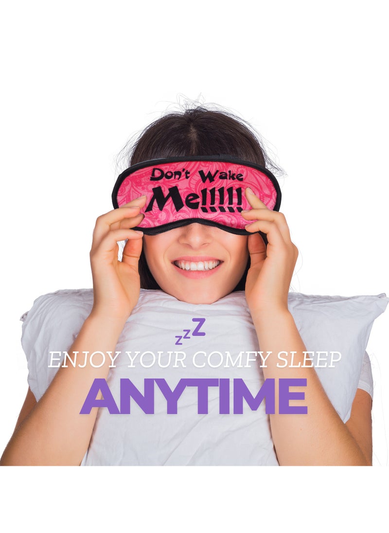 Tediline Eye Mask for Sleeping - Printed Design, Don't Wake Me, Pink - Ultra Soft, Elastic Strap, Light Blocking Sleep Mask for Women, and Kids - Travel-Friendly, Breathable Fabric, Comfortable Fit, Ideal for Relaxation and Travel Sleep Aid  - Image 2