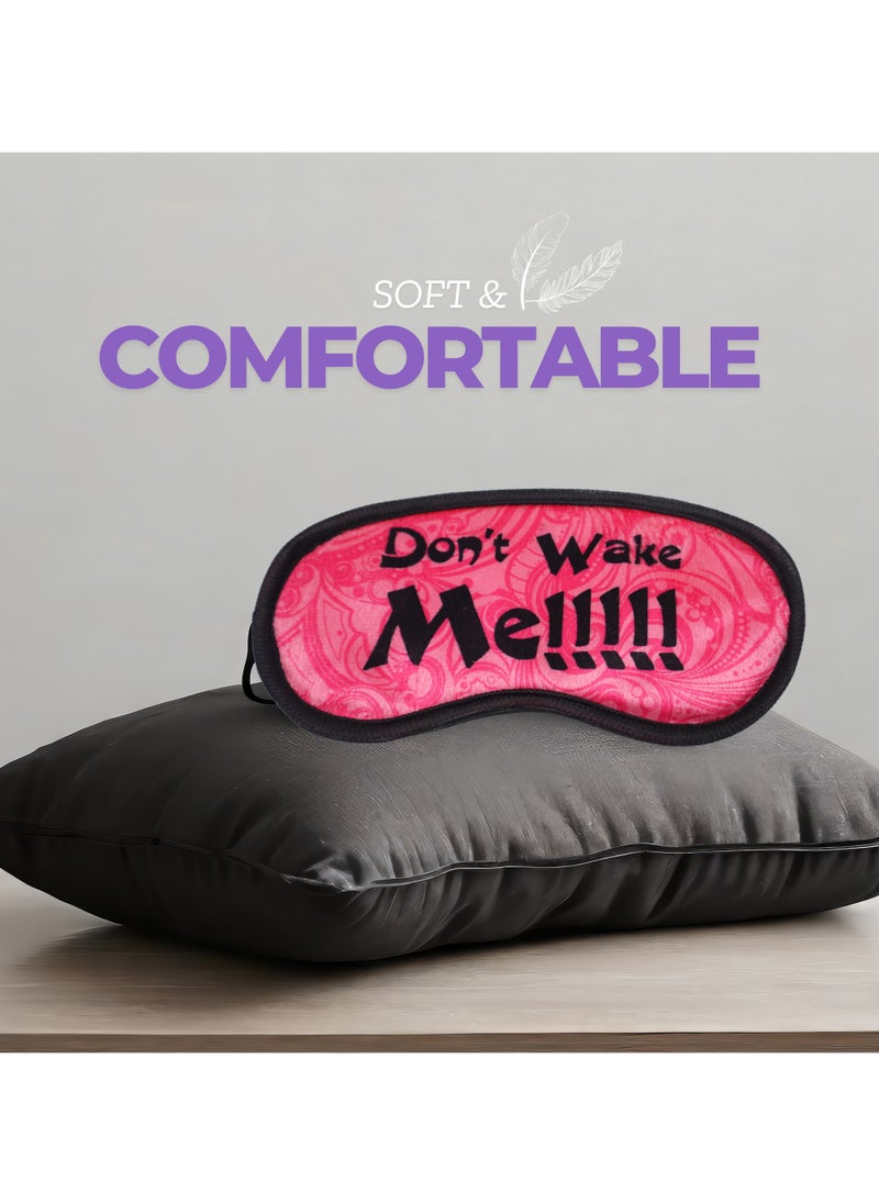 Tediline Eye Mask for Sleeping - Printed Design, Don't Wake Me, Pink - Ultra Soft, Elastic Strap, Light Blocking Sleep Mask for Women, and Kids - Travel-Friendly, Breathable Fabric, Comfortable Fit, Ideal for Relaxation and Travel Sleep Aid  - Image 4