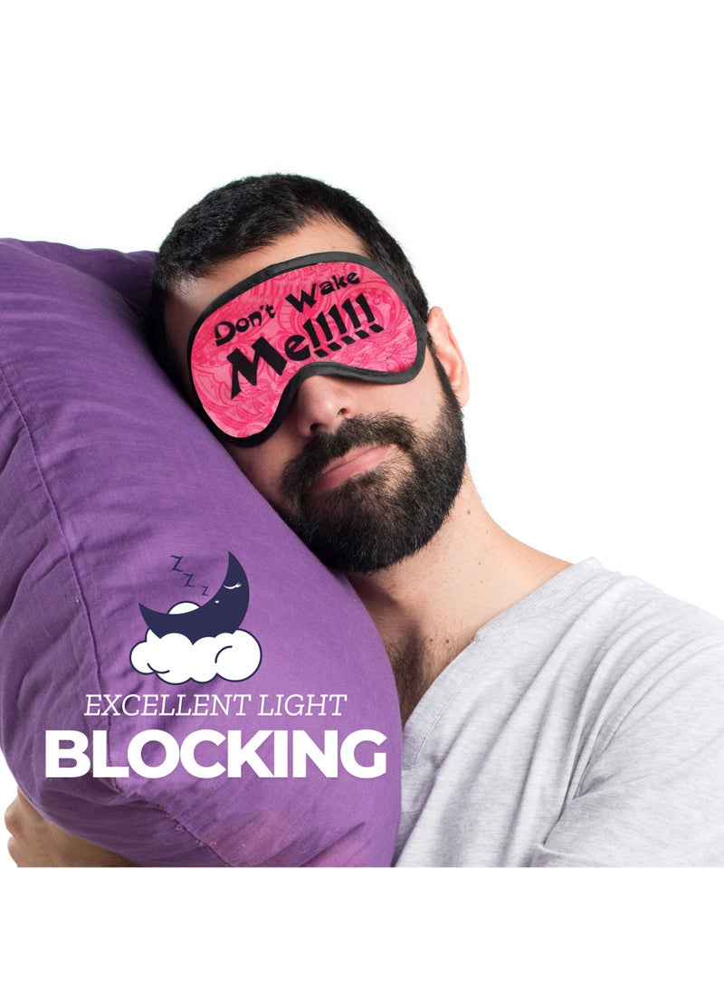 Tediline Eye Mask for Sleeping - Printed Design, Don't Wake Me, Pink - Ultra Soft, Elastic Strap, Light Blocking Sleep Mask for Women, and Kids - Travel-Friendly, Breathable Fabric, Comfortable Fit, Ideal for Relaxation and Travel Sleep Aid  - Image 5