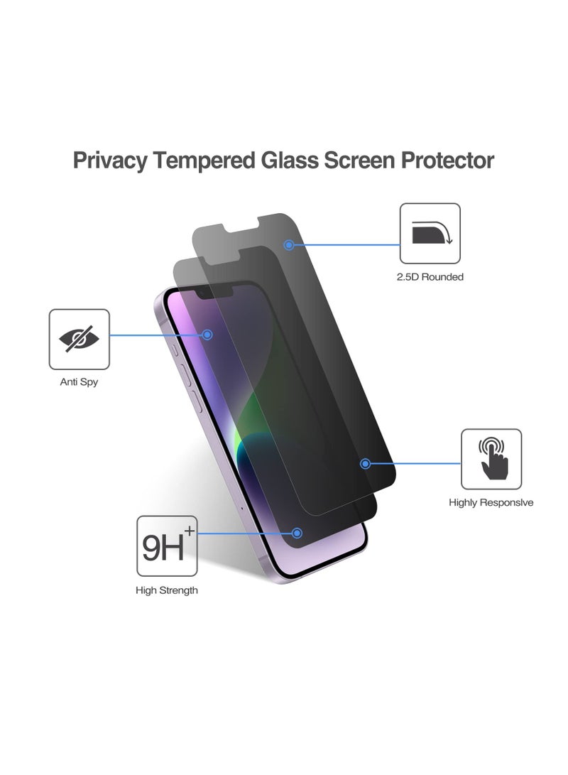 Procases 2 Pack 6.7 Inch iPhone 14 Plus iPhone 13 Pro Max Privacy Screen Protector 9H Anti Spy Dark Tempered Glass Screen Film Guard for iPhone 14 Plus 2022 iPhone 13 Pro Max 2021 - Image 5