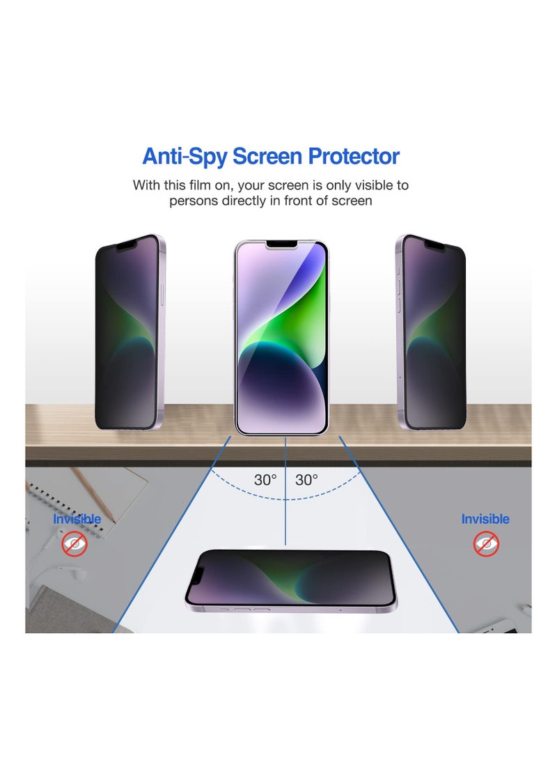 Procases 2 Pack 6.7 Inch iPhone 14 Plus iPhone 13 Pro Max Privacy Screen Protector 9H Anti Spy Dark Tempered Glass Screen Film Guard for iPhone 14 Plus 2022 iPhone 13 Pro Max 2021 - Image 3