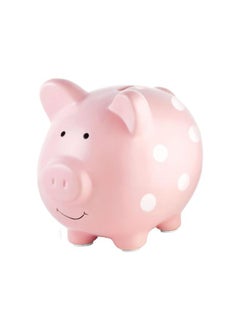 pearhead Large Ceramic Piggy Bank, Ideal for Boys and Girls, Kids Money and Coin Bank, Perfect Baby Girl Nursery Décor, Gift and Newborn Keepsake, Pink Polka Dots  - Image 1