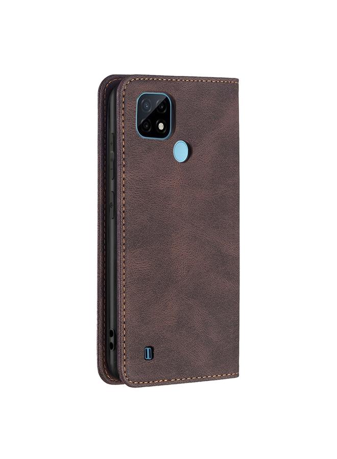 erorex Case For OPPO Realme C21 / C20 Magnetic RFID Blocking Anti-Theft Leather Case with Holder & Card Slots & Wallet - Image 3