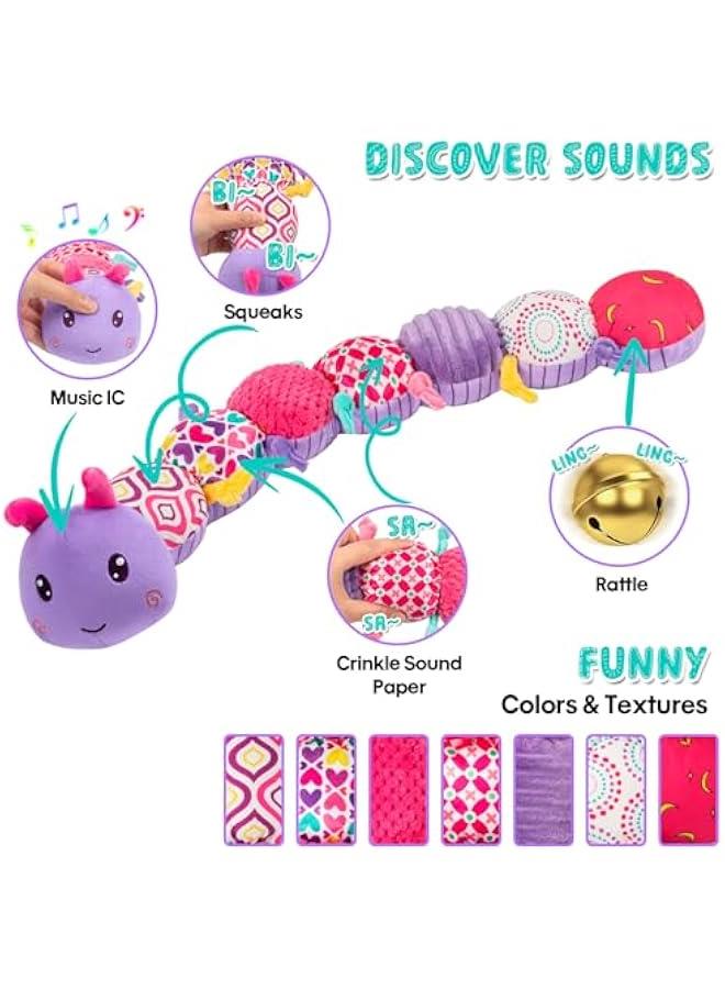 Arabest Baby Stuffed Animal Toys for 0-6 6-12 Months, Baby Musical Caterpillar Tummy Time Toys for Babies 3 6 9 12 18 Months, Newborn Infant Sensory Toys Gifts for 1 2 Year Old Boys Girls  - Image 3