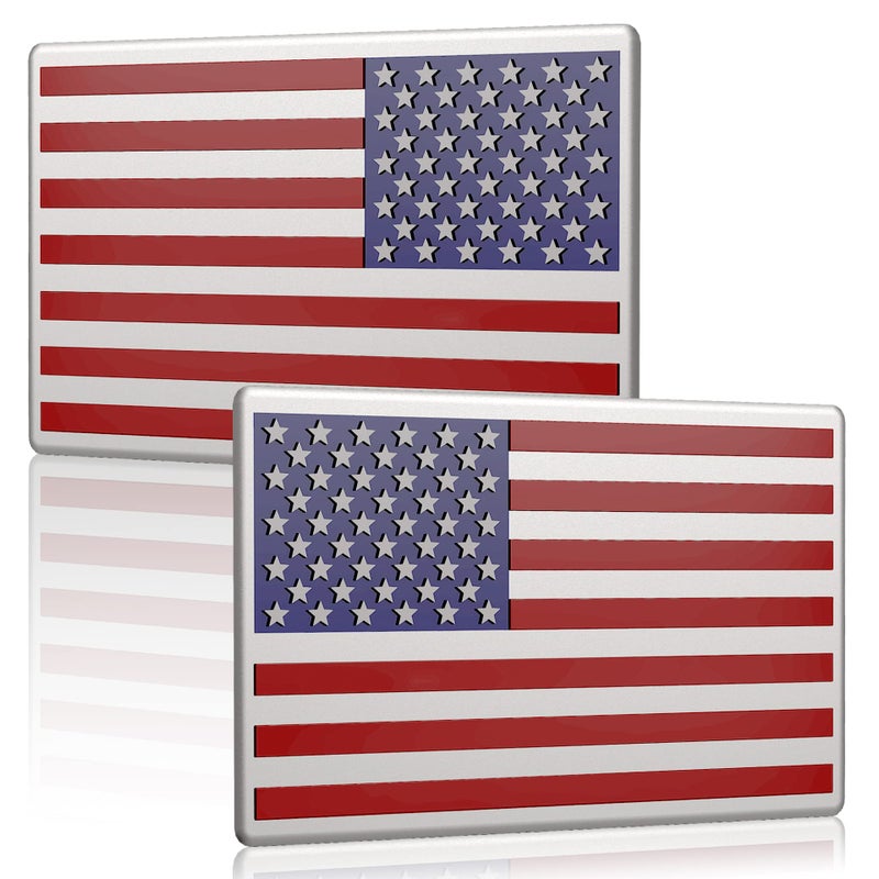 2 Pack American Flag Sticker 3D Car Military Patriotic Emblem Decal Color 5x 3 Small Bumper US Stickers Decal Compatible with with Jeep Trucks RV SUV and More One Left and One Right