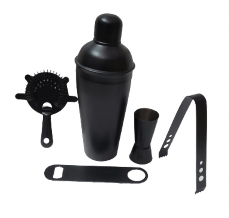 Proniks Stainless Steel Bar kit with Ice Bucket Cocktail Shaker750ml with Other Accessories 10pieces kit in Black for Mini bar Cocktail Parties Home bar and Other Bars Small - Image 3