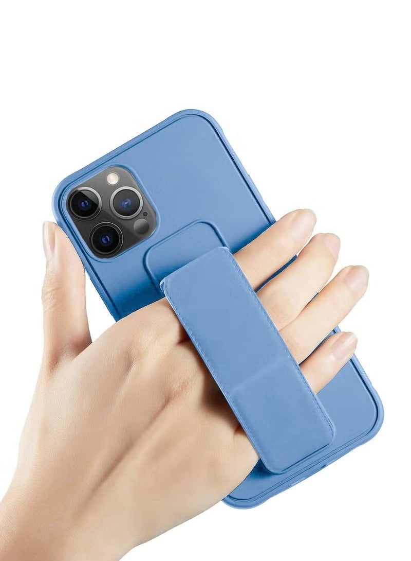 TIGER Hand Grip Foldable Magnetic Kickstand Wrist Strap Finger Grip Case Cover for Apple iPhone 15 Pro Max 2023 – Sky Blue, Shockproof Protective Back Cover with Built-In Iron Plate for Magnetic Mounts, Adjustable Stand, Comfortable Wrist Strap, Durable and Slim Fit Design - Image 2