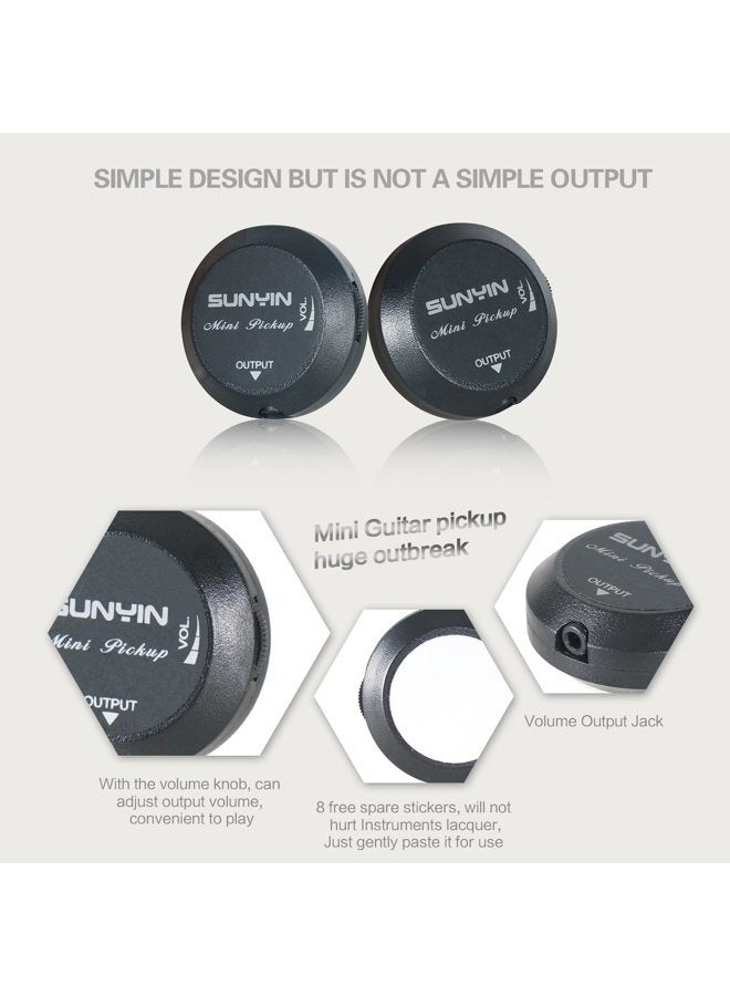 SUNYIN Transducer Acoustic Guitar PickupPiezo Contact Microphone Self-adhesive Easily AMP UP for Acoustic Classical Violin Ukulele Mandolin Banjo Cello Kalimba Drum (Black) - Image 4