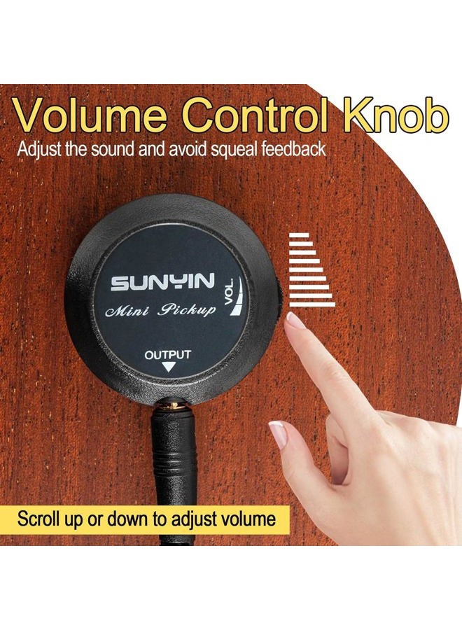 SUNYIN Transducer Acoustic Guitar PickupPiezo Contact Microphone Self-adhesive Easily AMP UP for Acoustic Classical Violin Ukulele Mandolin Banjo Cello Kalimba Drum (Black) - Image 3