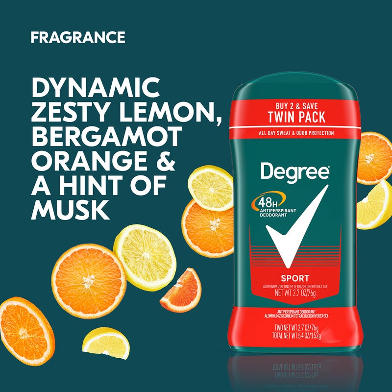 Degree Men Original Protection Antiperspirant Deodorant Sport Twin Pack 48-Hour Sweat & Odor Protection Antiperspirant For Men 2.7 oz - Image 4