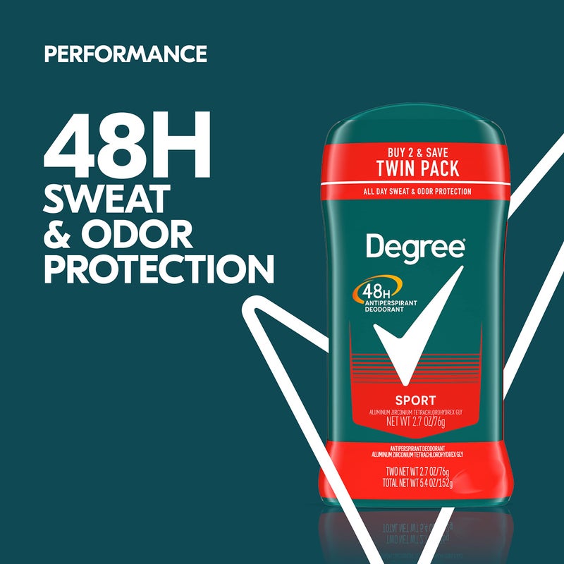 Degree Men Original Protection Antiperspirant Deodorant Sport Twin Pack 48-Hour Sweat & Odor Protection Antiperspirant For Men 2.7 oz - Image 3