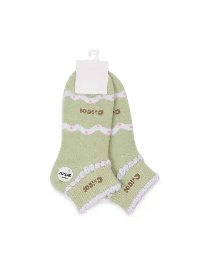 CDLONG Womenâ€™s Ankle Socks â€“ Light Green â€“ 1 Pair