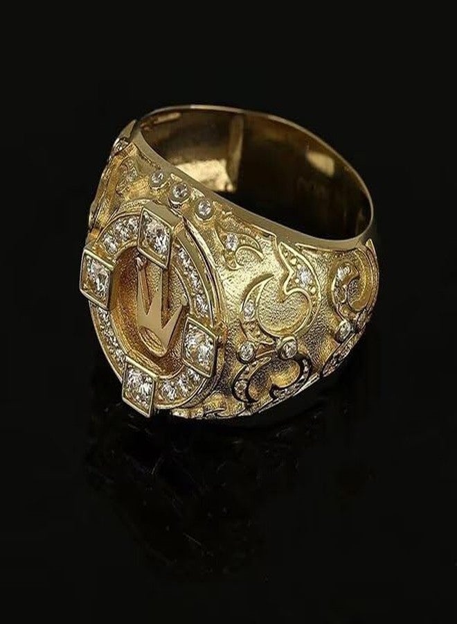 EUJHRTM 18K Solid Gold Crown Ring - Vintage Engraved Men's Diamond Ring with Royal Filigree Design Size 8 - Image 2