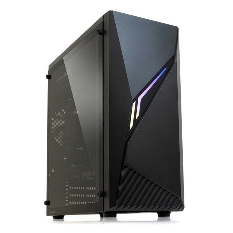 ZALMAN صندوق كمبيوتر ألعاب Zalman Raven ATX Mid-Tower - شريط إضاءة RGB مع زر تحكم، لوحة جانبية من الزجاج المقسى بالكامل، مروحة 1 × 120 مم مثبتة مسبقًا، USB 3.0، صندوق كمبيوتر مكتبي - Image 1