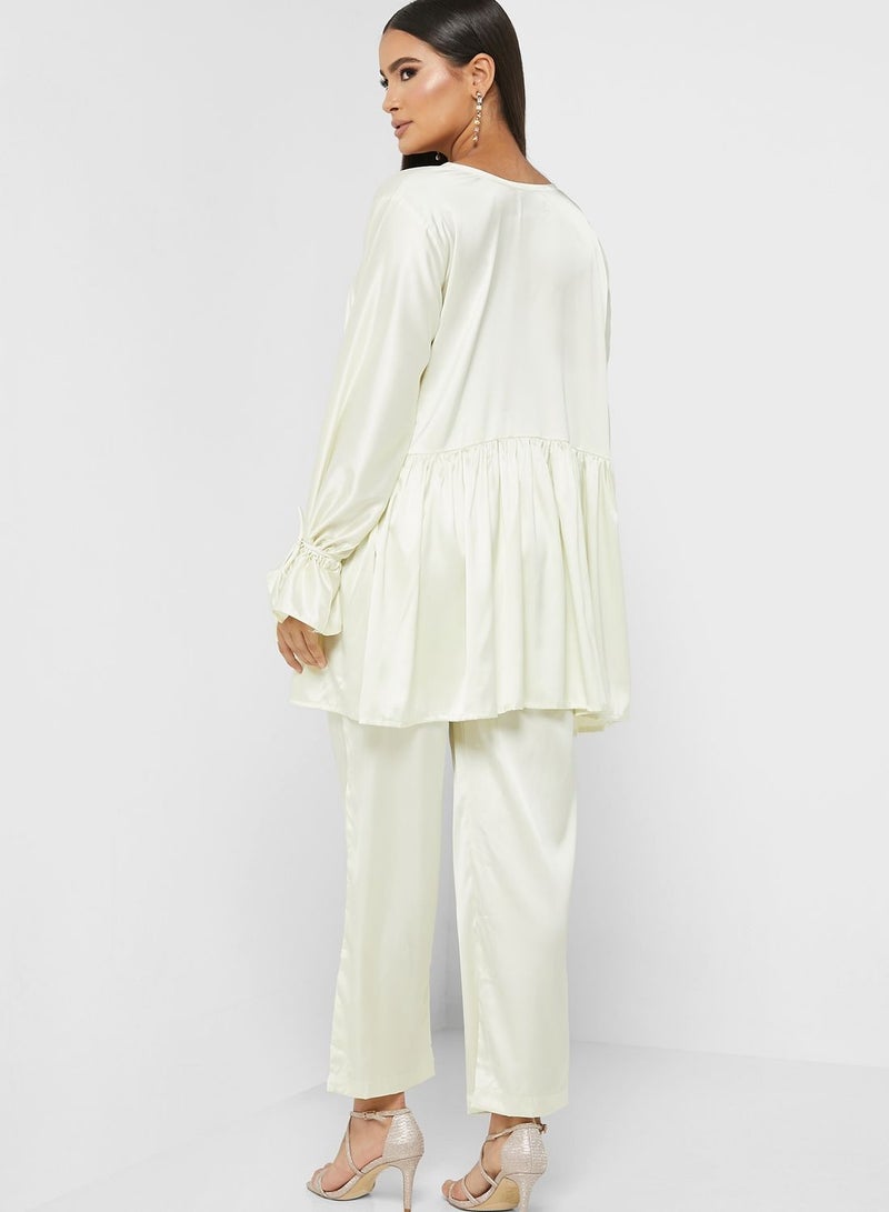 hayas closet Tie Up Sleeve Tunic & Pants Set - Image 2