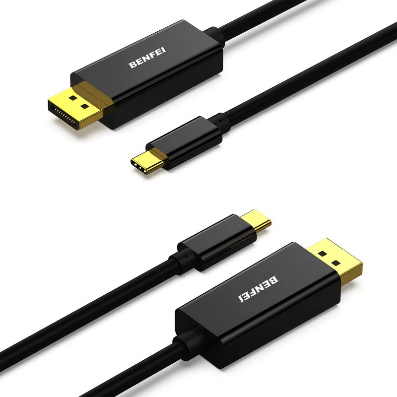Benfei كابل BENFEI 2 حزمة USB C إلى DisplayPort بطول 6 أقدام (8K@60Hz 4K@144Hz)، محول USB Type-C إلى DP [متوافق مع Thunderbolt 3/4] مع iPhone 15 Pro/Max، MacBook Pro/Air 2023، iPad Pro، iMac، S23، XPS 17 - Image 1