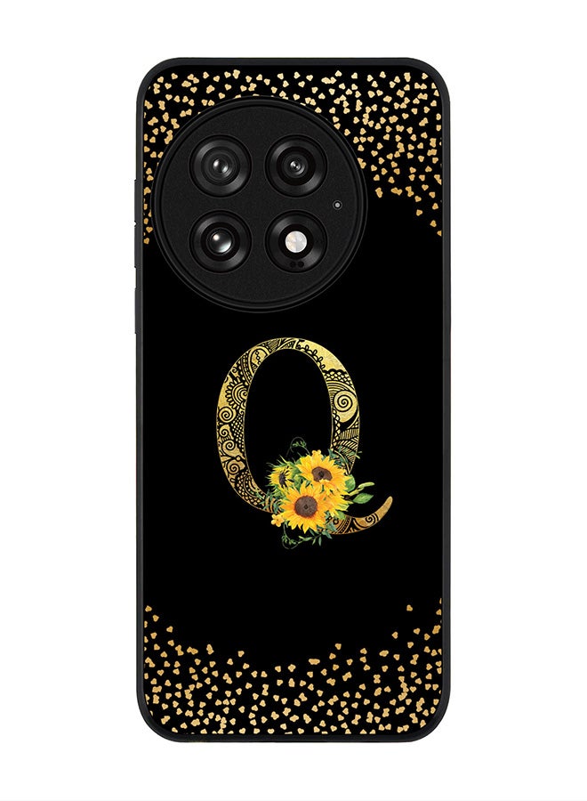 Stylizedd For OnePlus 13 5G Case,Slim fit Camera Protection, Shockproof Thin Phone cover  - Custom Floral Monogram - Q ( Black ) - Image 1