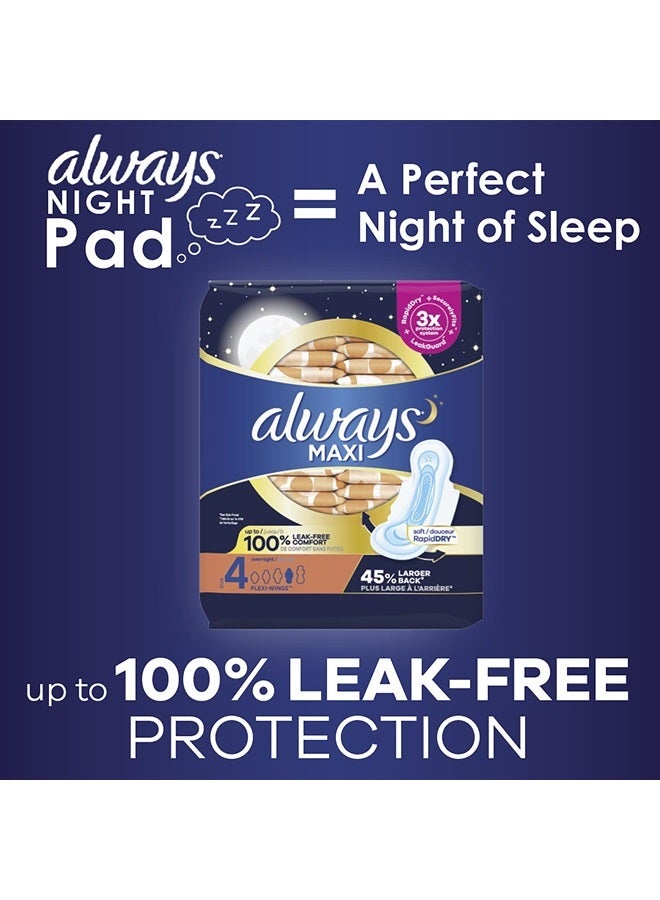 Always فوط ماكسي ليلية بأجنحة، الحجم 4، ليلية، بدون رائحة، 28 قطعة × 3 (84 قطعة إجمالاً) - Image 5