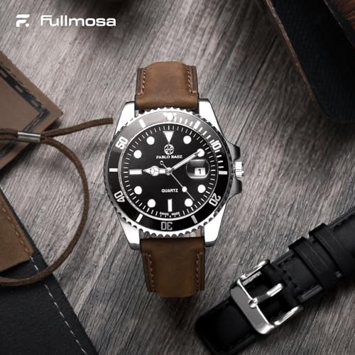 Fullmosa 18mm 20mm 22mm 24mm Leather Watch Bands 2 Pack Soft Quick Release Watch Strap Compatible with Garmin Vivoactive 5643 Venu 43S2S Samsung Galaxy Fossil Amazfit for Men Women22mm Saddle BrownSilverBlackSilver - Image 3