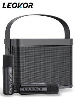 LEOKOR Karaoke Machine,with 2 Wireless Microphone Portable Bluetooth Speaker Pro,Sound Big Audio and Rich Bass Equipped,with TF Card USB Flash Drive Sound Changing Function,5 Hours of Playtime Bluetooth  - Image 1
