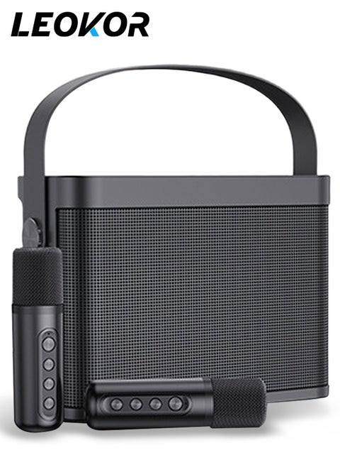 Karaoke Machine,with 2 Wireless Microphone Portable Bluetooth Speaker Pro,Sound Big Audio and Rich Bass Equipped,with TF Card USB Flash Drive Sound Changing Function,5 Hours of Playtime Bluetooth