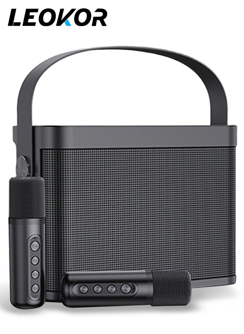 LEOKOR Karaoke Machine,with 2 Wireless Microphone Portable Bluetooth Speaker Pro,Sound Big Audio and Rich Bass Equipped,with TF Card USB Flash Drive Sound Changing Function,5 Hours of Playtime Bluetooth  - Image 1