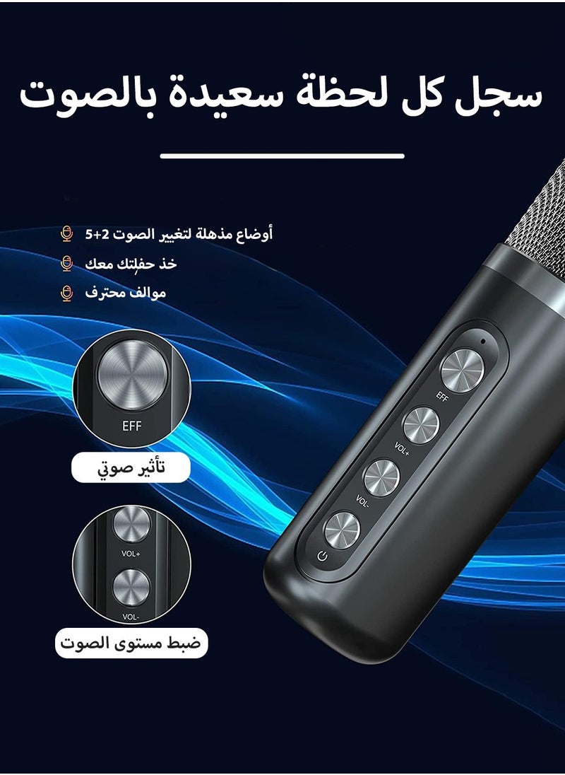 LEOKOR Karaoke Machine,with 2 Wireless Microphone Portable Bluetooth Speaker Pro,Sound Big Audio and Rich Bass Equipped,with TF Card USB Flash Drive Sound Changing Function,5 Hours of Playtime Bluetooth  - Image 4