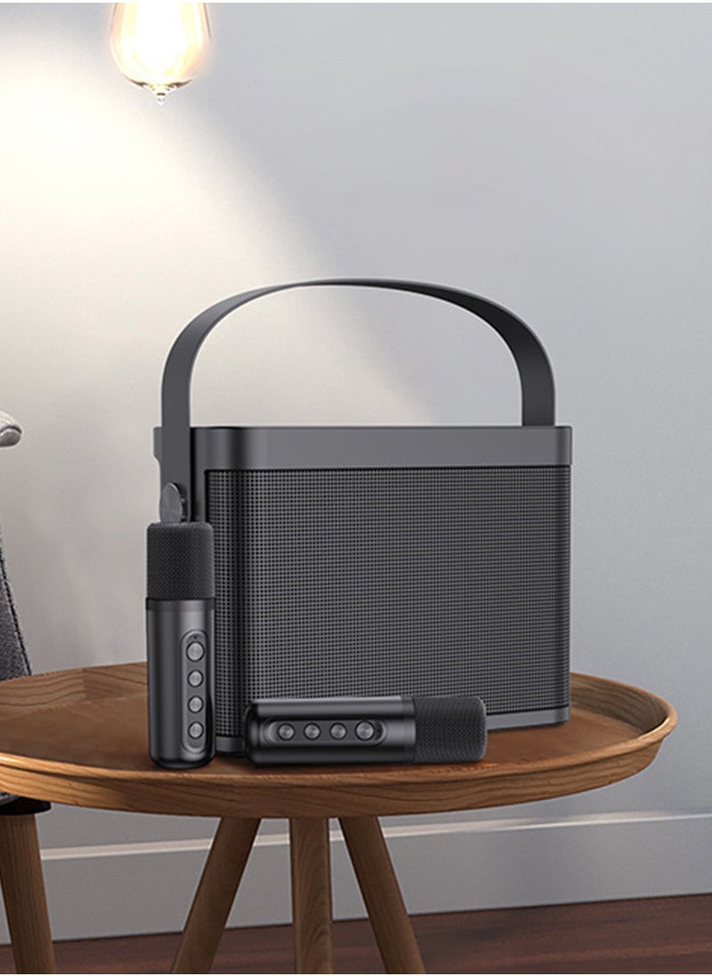 Karaoke Machine,with 2 Wireless Microphone Portable Bluetooth Speaker Pro,Sound Big Audio and Rich Bass Equipped,with TF Card USB Flash Drive Sound Changing Function,5 Hours of Playtime Bluetooth