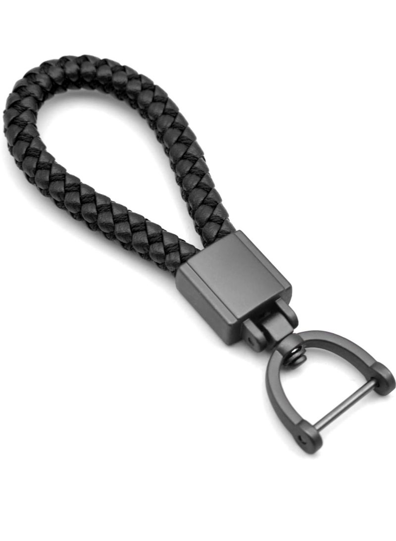 أوزيغالور سلسلة مفاتيح سيارة للرجال، سلسلة مفاتيح سيارة جلدية سوداء غير لامعة - حاملة مفاتيح للجنسين - Image 1