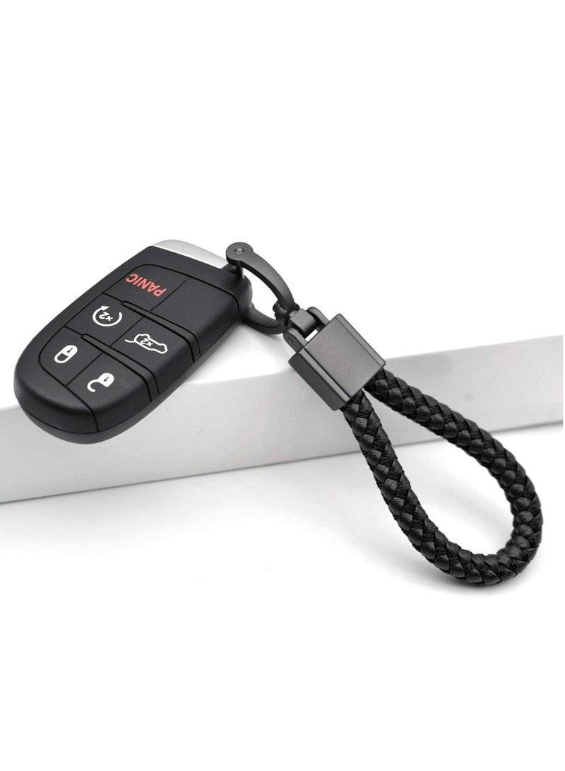 أوزيغالور سلسلة مفاتيح سيارة للرجال، سلسلة مفاتيح سيارة جلدية سوداء غير لامعة - حاملة مفاتيح للجنسين - Image 3