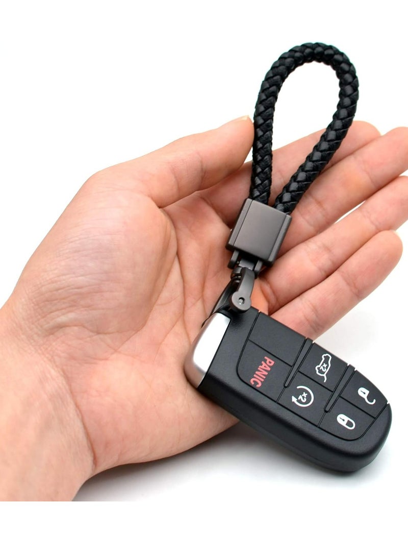 أوزيغالور سلسلة مفاتيح سيارة للرجال، سلسلة مفاتيح سيارة جلدية سوداء غير لامعة - حاملة مفاتيح للجنسين - Image 4