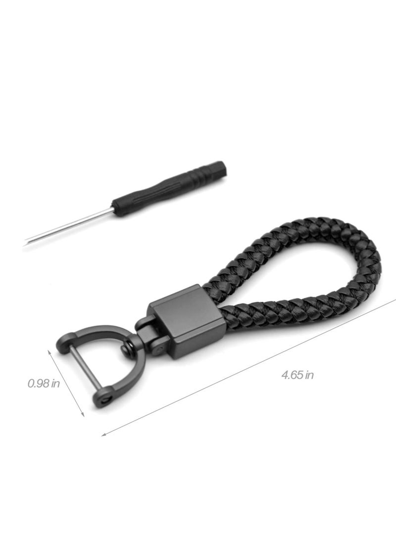 أوزيغالور سلسلة مفاتيح سيارة للرجال، سلسلة مفاتيح سيارة جلدية سوداء غير لامعة - حاملة مفاتيح للجنسين - Image 5