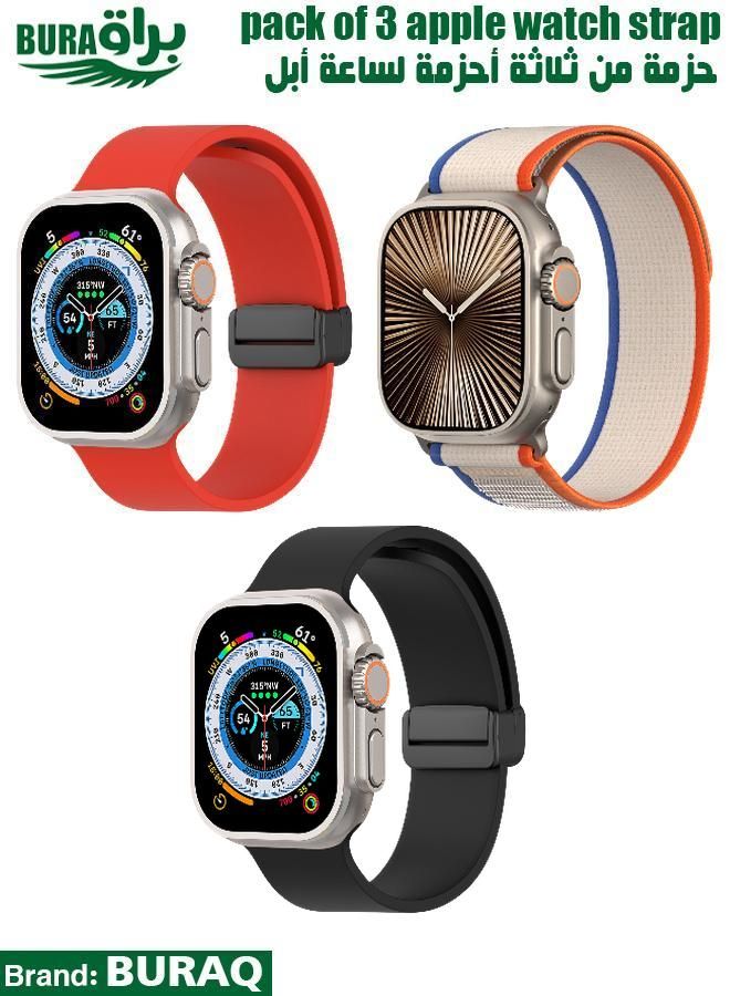 BURAQ Apple Watch Band Strap For Apple Watch Ultra 2/Ultra 49mm, Series 10 46mm, 9/8/7 45mm, SE2/SE/6/5/4 44mm, 3/2/1 42mm