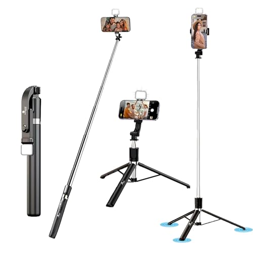 Kratos 2026, Premium K9 Selfie Stick Tripod with Light, 67 inch /170CM Tripod for Mobile Phone, Multi-Functional Bluetooth Long Selfie Stick for Travel, Vlogging, Compatible with All Mobile Phones - Image 1