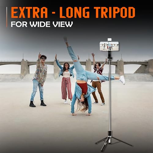 Kratos 2026, Premium K9 Selfie Stick Tripod with Light, 67 inch /170CM Tripod for Mobile Phone, Multi-Functional Bluetooth Long Selfie Stick for Travel, Vlogging, Compatible with All Mobile Phones - Image 2