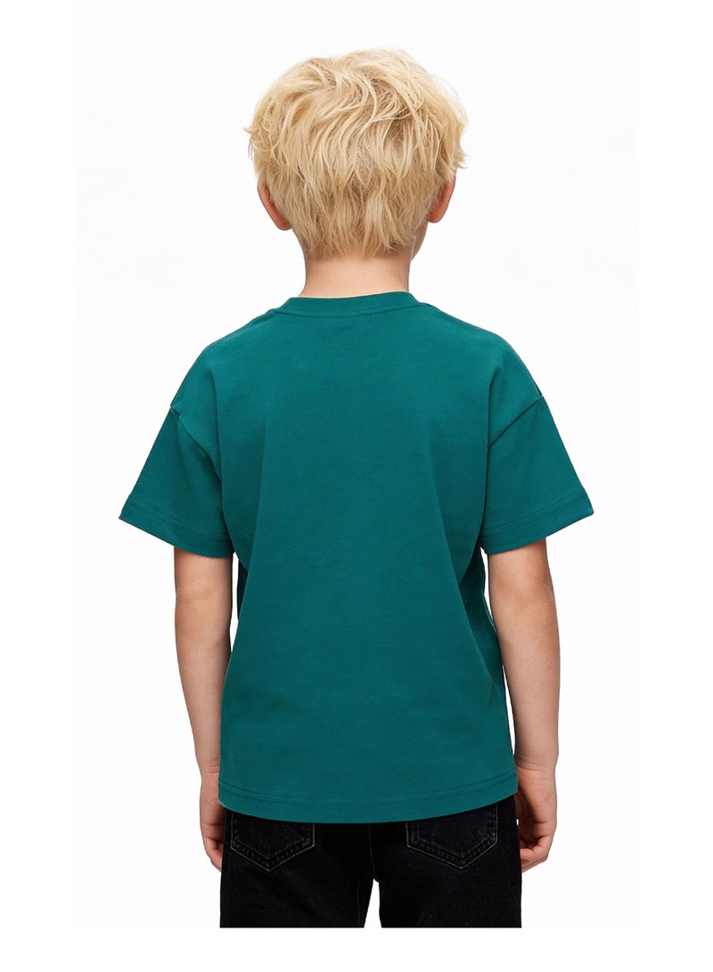 Andora Boys Shorts Sleeves Printed Tee - Teal Green - Image 3