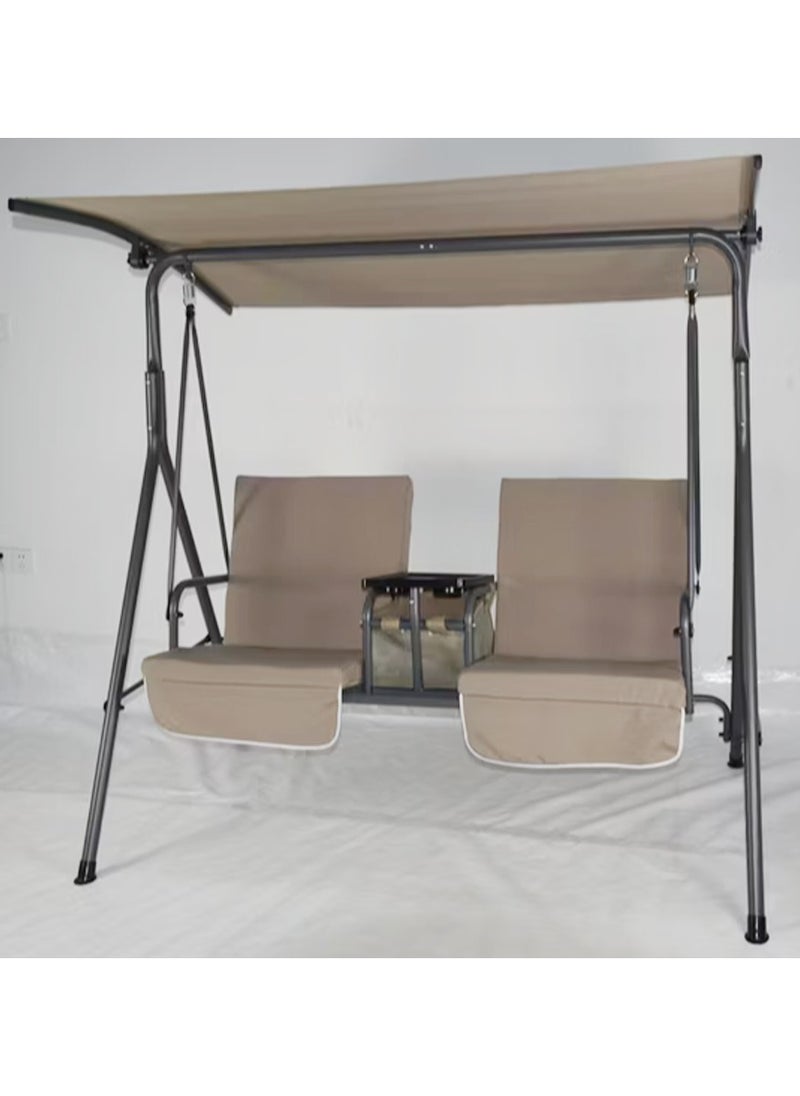 DubaiGallery Outdoor Patio Swing Chair, Adjustable Canopy Swing With Removable Cushion Weather Resistant Powder Coated Steel Frame For Patio, Garden, Poolside, Balcony, Backyard  - Image 3