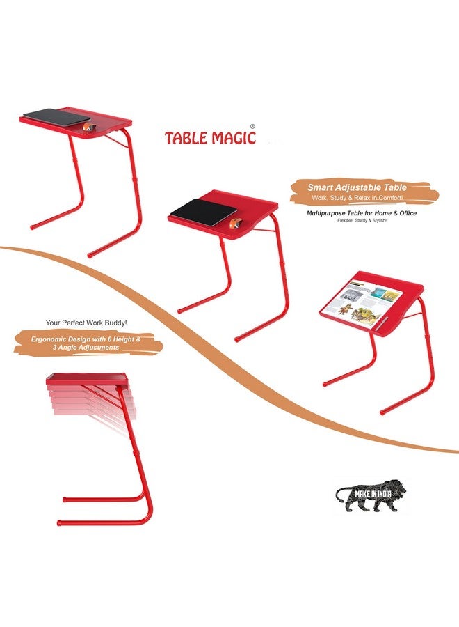 TABLE MAGIC - Height Adjustable Lapdesk, Multipurpose Work At Home & Matte Study Table (Cherry Red, Large) - Image 5
