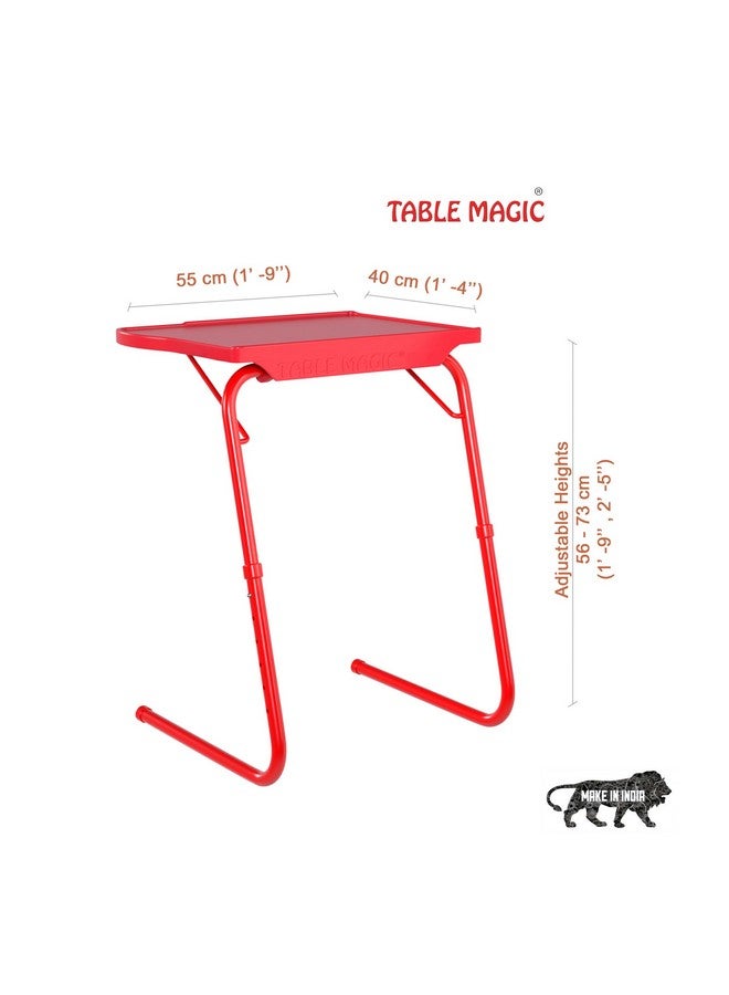 TABLE MAGIC - Height Adjustable Lapdesk, Multipurpose Work At Home & Matte Study Table (Cherry Red, Large) - Image 3