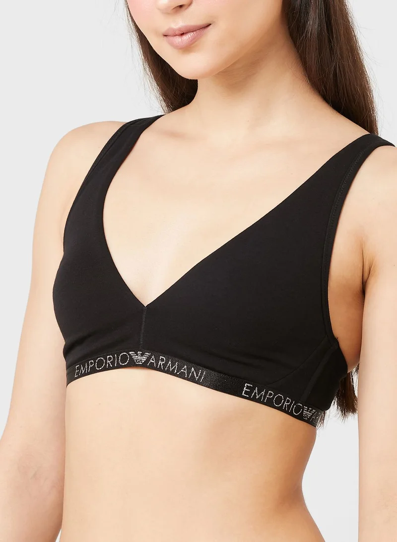 EMPORIO ARMANI Logo Band Plunge Bra