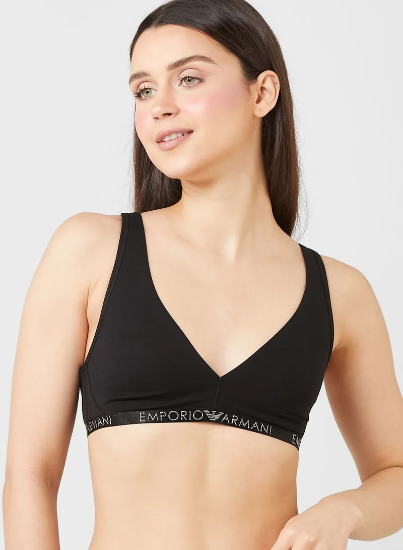 EMPORIO ARMANI Logo Band Plunge Bra