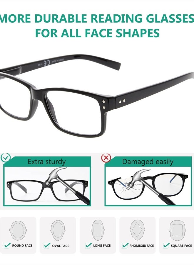 Eyekepper 5 Pack Reading Glasses for Men Includes Clear Frame Readers Spring Hinges Classic Cheater Glasses +2.50  - Image 4