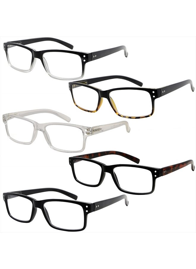 Eyekepper 5 Pack Reading Glasses for Men Includes Clear Frame Readers Spring Hinges Classic Cheater Glasses +2.50  - Image 1