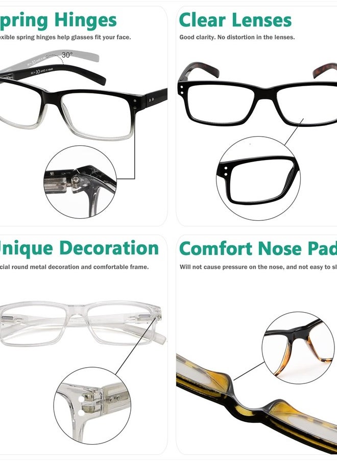 Eyekepper 5 Pack Reading Glasses for Men Includes Clear Frame Readers Spring Hinges Classic Cheater Glasses +2.50  - Image 5