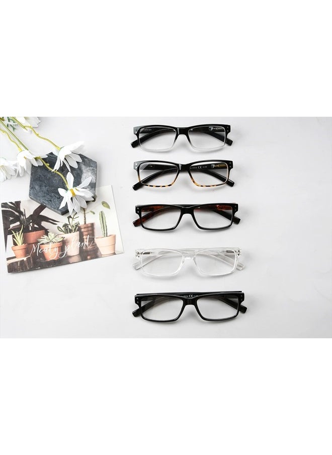 Eyekepper - 5 Pack Reading Glasses for Men Includes Clear Frame Readers Spring Hinges Classic Cheater Glasses +2.50 - Image 1