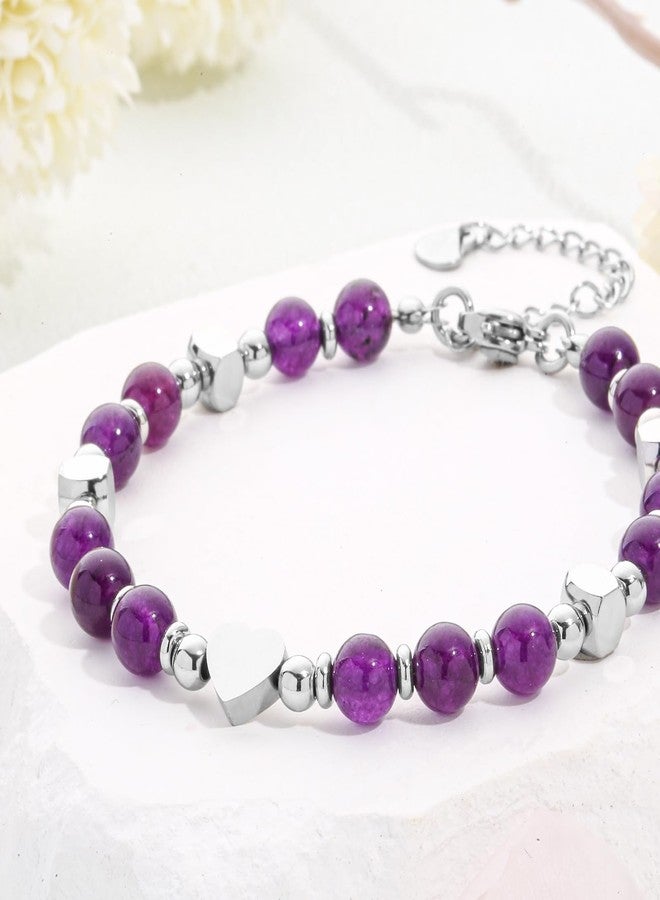 Desimtion Natural Stone Healing Crystal Inspirational Bracelets for Women Girls, Best Friend Birthday Gifts for Women Friendship Bracelets, Teen Girl Gifts Trendy Stuff, Amethyst, 6mm - Image 3