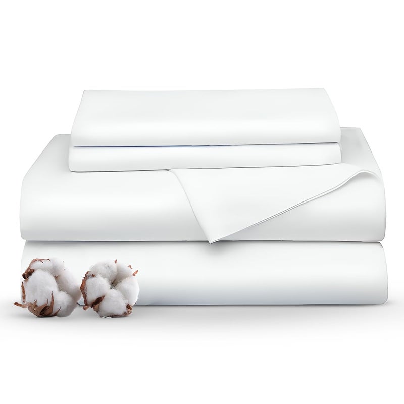 Minor Monkey California King Sheet Sets 100% Egyptian Cotton 1000 Thread Count White Bed Sheets for Cal King Size Bed 4 Piece Sheet Set Comfy & Cooling Hotel Luxury Bedding Set Fits Upto 16"" Mattress - Image 1