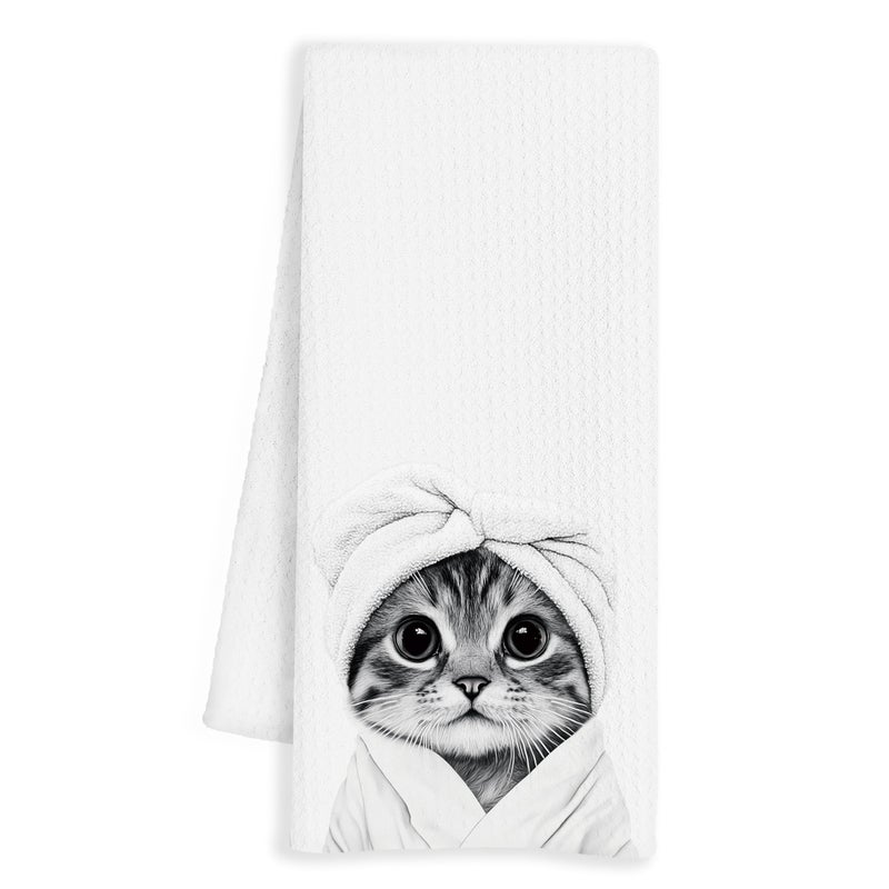 INDAJEDN Adorable Cat Gifts Hand Towels, Cute Cat Hand Towels for Bathroom Washroom Decor, Funny Cats Animals Bathroom Decor, Cats Gifts for Women, 16x24 Inch - Image 1