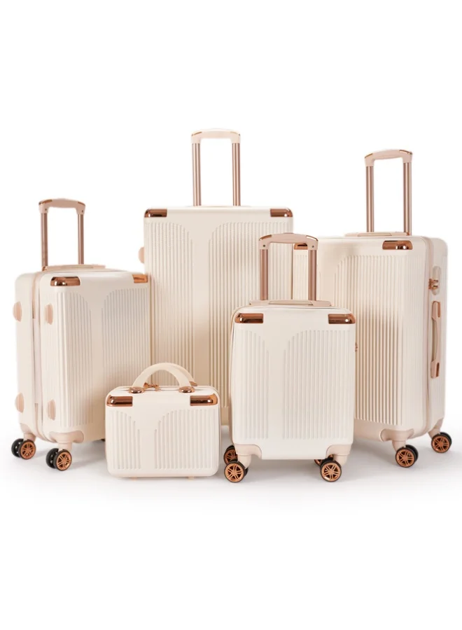 LIMRA Luggage set 5 pieces travel Bags with a distinctive design from limra Beige